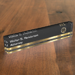 Classy Attorney At Law Desk Plaque Nameplate