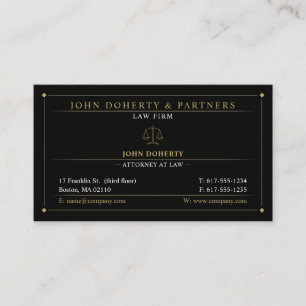 Classy Attorney at Law   Lawyer Black Gold Business Card