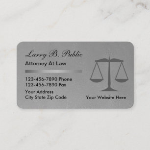 Classy Attorney at Law   Lawyer Black Silver Business Card