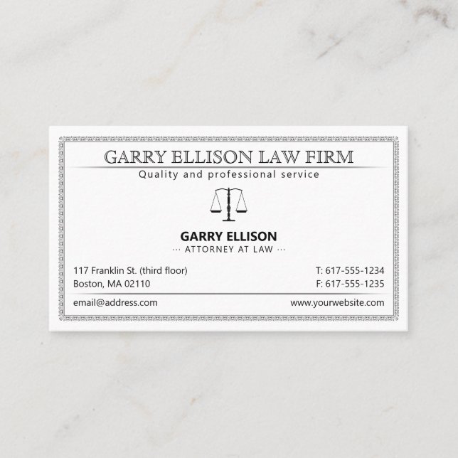 Classy Attorney at Law | Lawyer Business Card (Front)