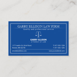 Classy Attorney at Law   Lawyer Deep Blue Business Card
