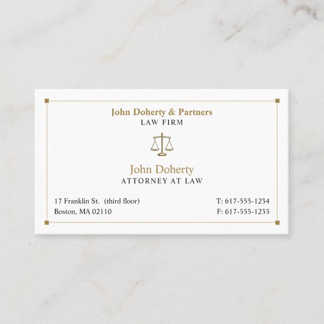 Classy Attorney at Law | Lawyer Gold Black Business Card (Front)
