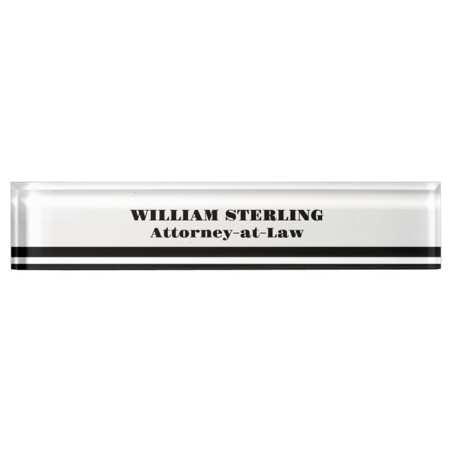 Classy Attorney at Law themed Desk Nameplate (Front)