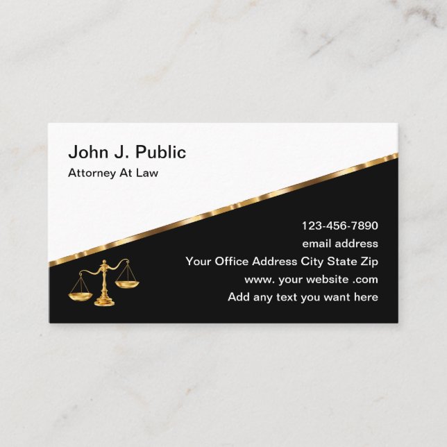 Classy Attorney Business Cards On Linen Card Stock (Front)