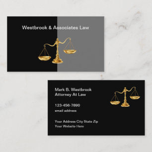 Classy Attorney Gold Tone Scale Of Justice Business Card