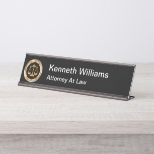 Classy Attorney Law Emblem Design Desk Name Plate