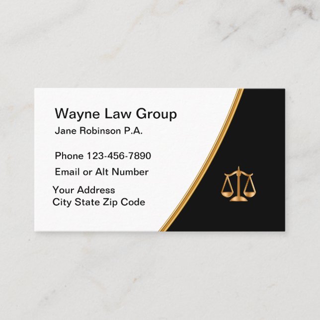 Classy Attorney Law Office Business Cards (Front)