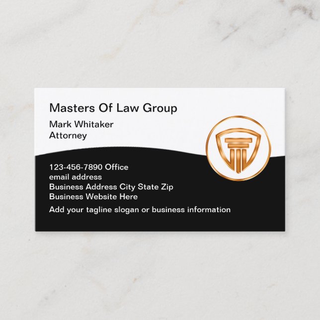 Classy Attorney Law Office Logo Business Cards (Front)