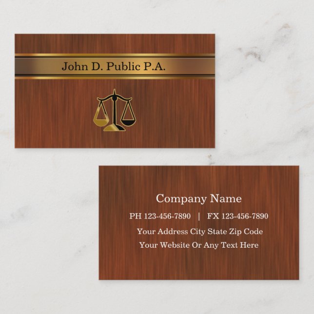 Classy Attorney Modern Simple Business Cards (Front/Back)
