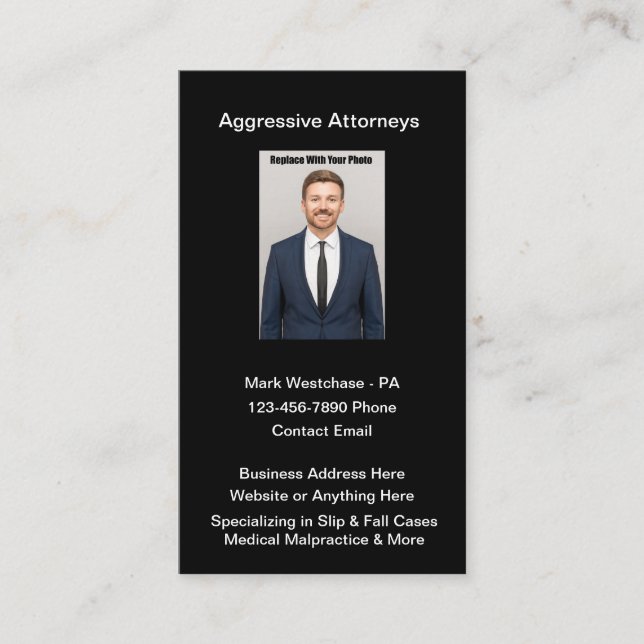 Classy Attorney Portrait Business Cards Design (Front)