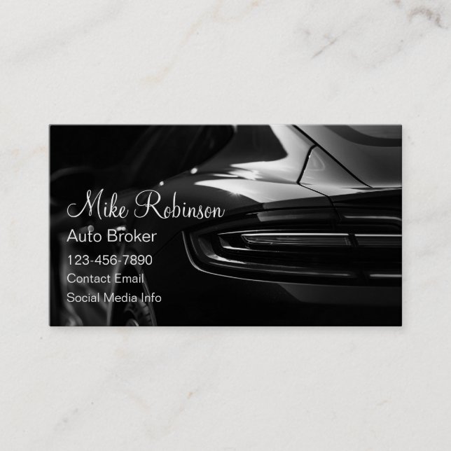 Classy Auto Broker Car Sales Thick Business Card (Front)