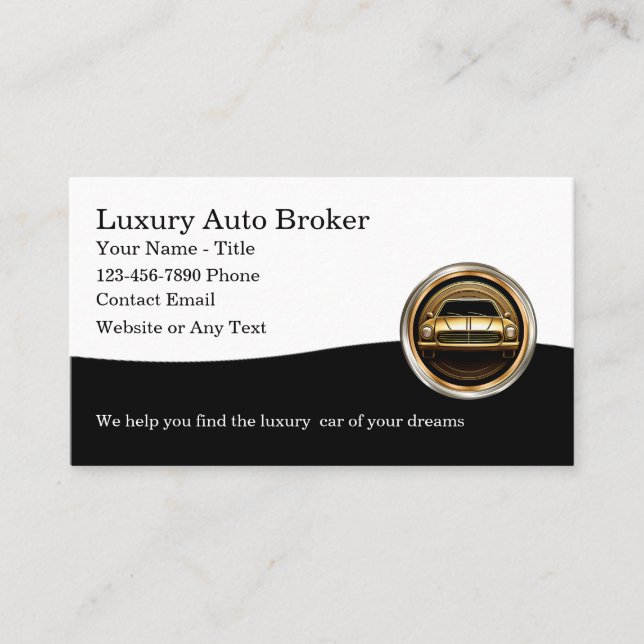 Classy Auto Broker Luxury Vehicle Search Business Card (Front)