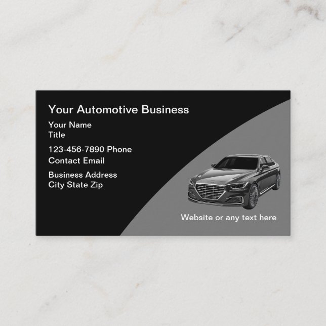 Classy Automotive Theme Business Cards (Front)