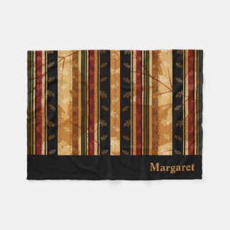 Classy Autumn Leaf and Pattern Design Fleece Blanket