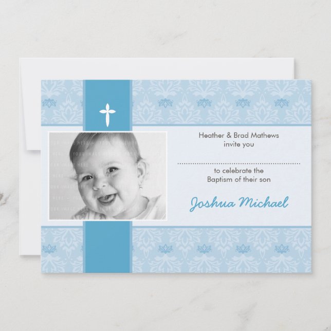 CLASSY BAPTISM INVITES :: pretty 1L (Front)