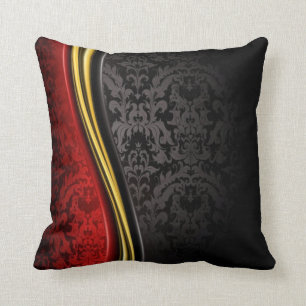 CLASSY BAROQUE BLACK RED AND GOLD PILLOW