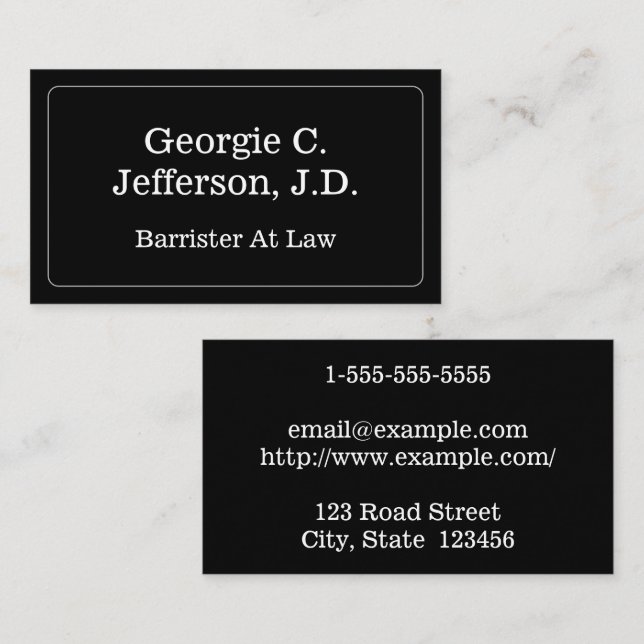 Classy Barrister At Law Business Card (Front/Back)