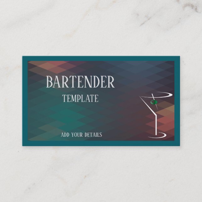 Classy bartender business cards (Front)