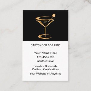 Classy Bartender For Hire  Business Card