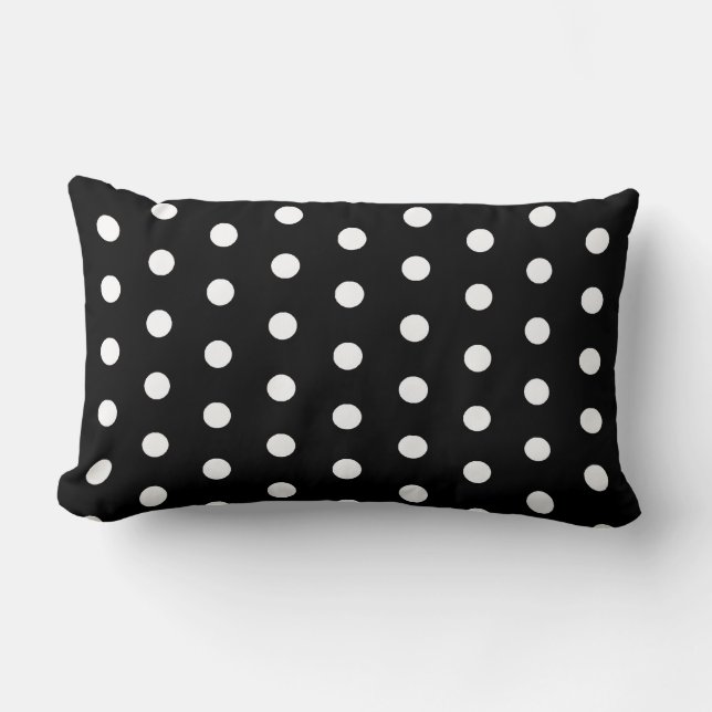 Classy Basic Black and White Polka Dots Pattern Lumbar Cushion (Front)