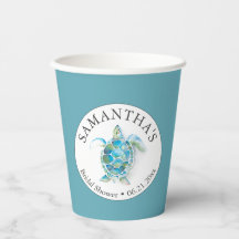 Classy Beach Bridal Shower Cup | Sea Turtle