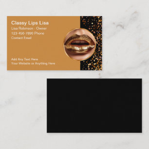 Classy Beauty Gold Colored Lipstick Business Cards
