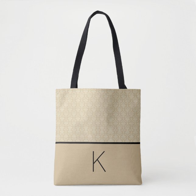 Classy Beige and Black Tote Bag (Front)