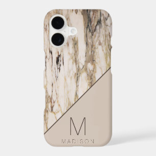 Classy Beige and Brown Marble Stone Monogram Name