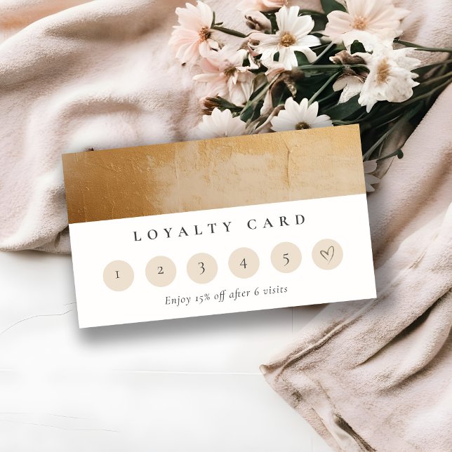 Classy Beige Gold Oil Paint Texture Loyalty Card (Creator Uploaded)