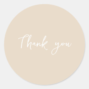 Classy Beige Thank You Packaging Gift Business Classic Round Sticker