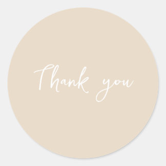 Classy Beige Thank You Packaging Gift Business Classic Round Sticker