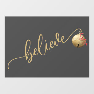 Classy BELIEVE Jingle Bell Christmas Window Cling