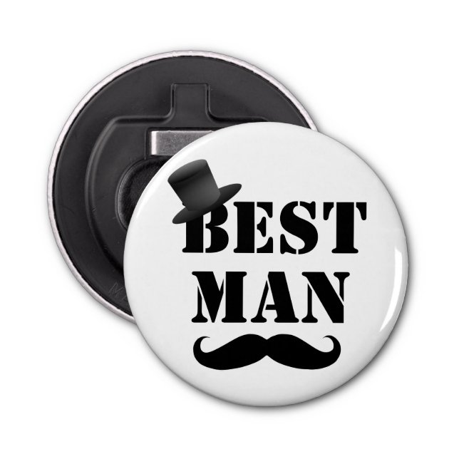Classy Best Man Moustache Top Hat Bottle Opener (Front)