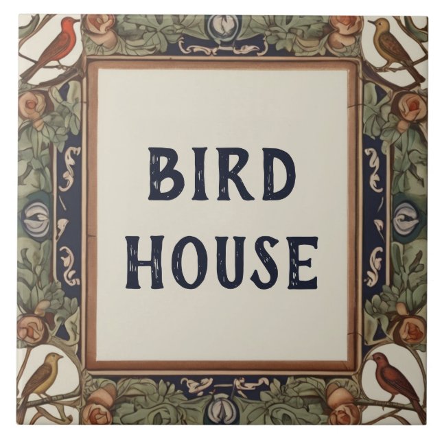 Classy Bird Custom House Name Plate Sign Plaque Tile (Front)