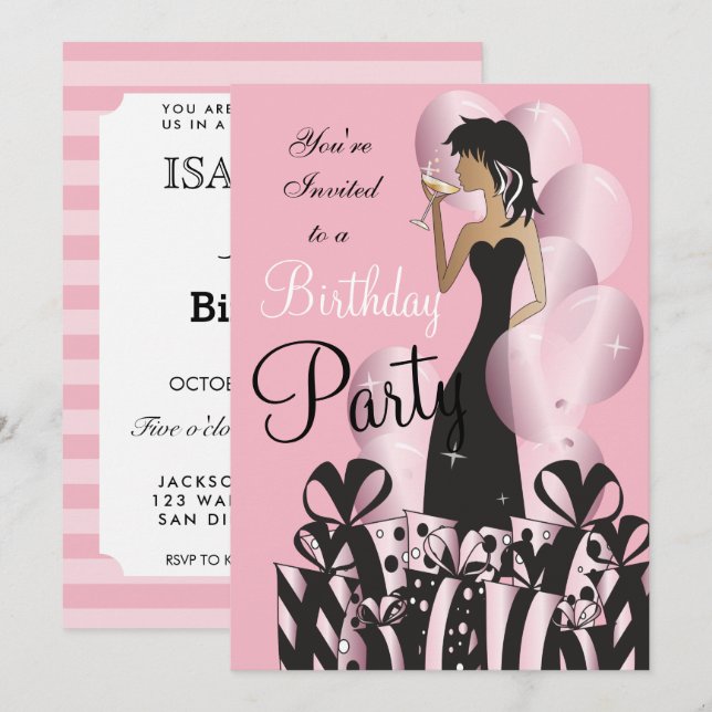 Classy Birthday Girl Invitation (Front/Back)