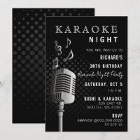 Classy Black 30th Birthday Karaoke Night Party
