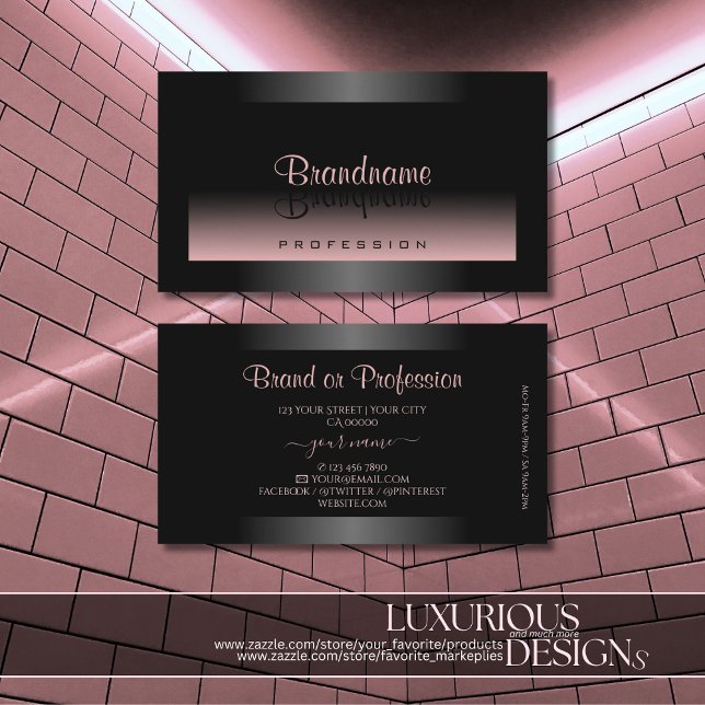 Classy Black and Dusty Pink Gradient Elegance Business Card (Creator Uploaded)
