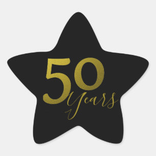 Classy Black And Gold 50 Years Star Sticker