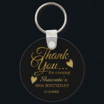 Classy Black And Gold 50th Birthday Name Thank You Key Ring<br><div class="desc">50th birthday thank you favour keychains with classy gold typography .</div>