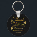Classy Black And Gold 50th Birthday Thank You   Key Ring<br><div class="desc">50th birthday thank you favour keychains with classy gold typography .</div>