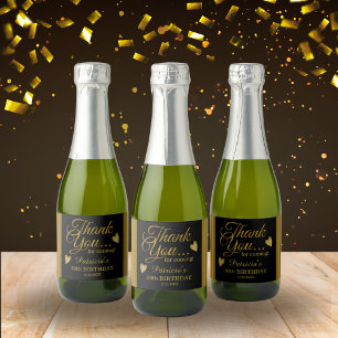 Classy Black And Gold 50th Birthday Thank You  Sparkling Wine Label
