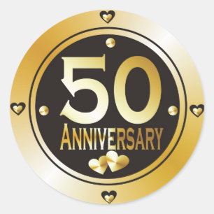 Classy Black And Gold 50th Golden Anniversary Classic Round Sticker