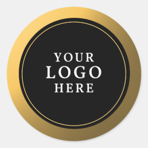 Classy Black And Gold Add Your Logo  Classic Round Sticker