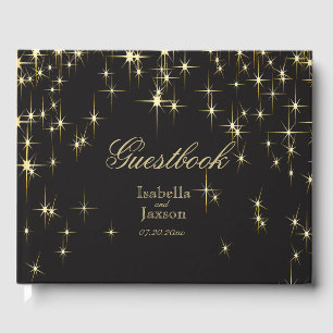 Classy Black and Gold Starlights Guest Book