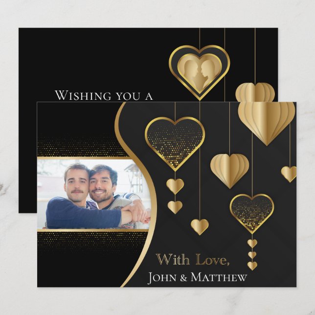 Classy Black and Gold, The G in LGBTQ Valentine  (Front/Back)