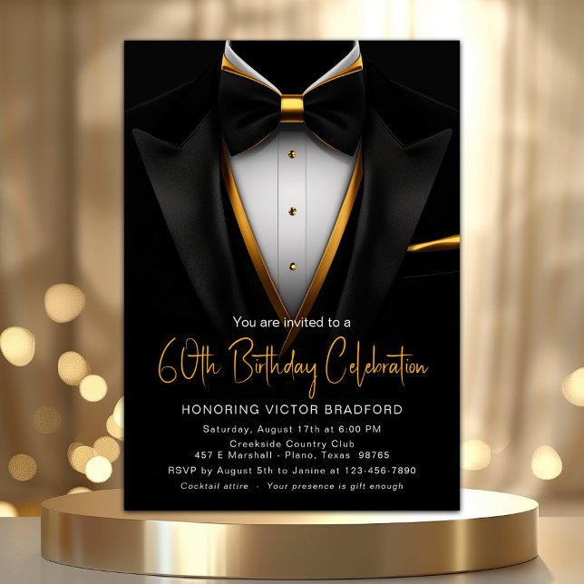 Classy Black and Gold Tuxedo Event Invitation (Classy black and gold tuxedo any event and occasion invitation. Simply add your details.)