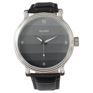 Classy Black and Grey Streeps Personalise Watch