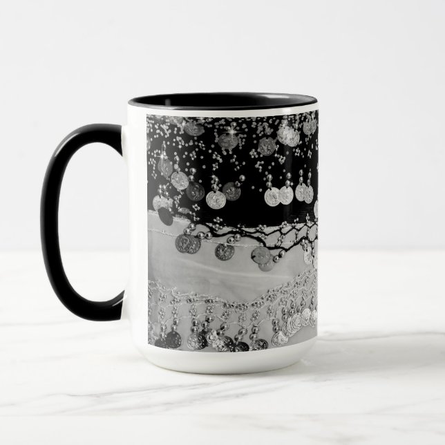 Classy Black and Silver Gypsy Scarf         Mug (Left)