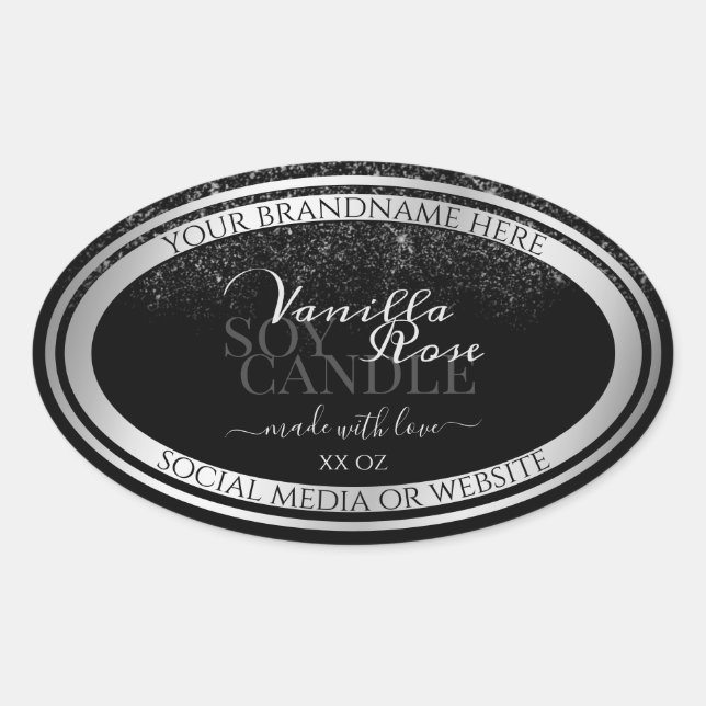 Classy Black and Silver Product Packaging Labels (Front)