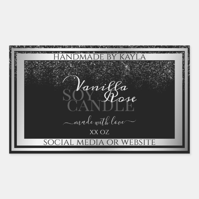 Classy Black and Silver Product Packaging Labels (Front)